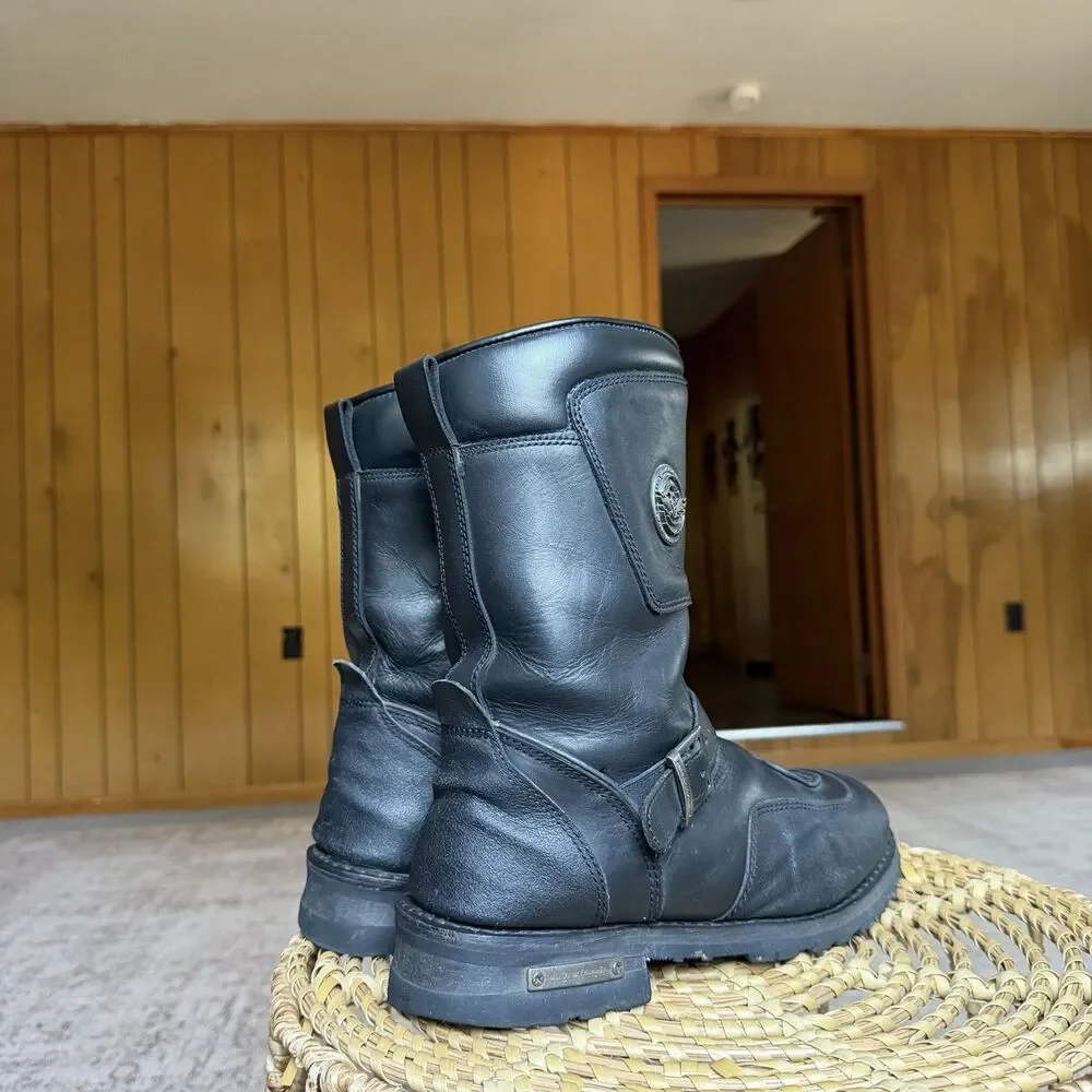 Milwaukee Leather Men's Black Leather Motorcycle Boots Size 12